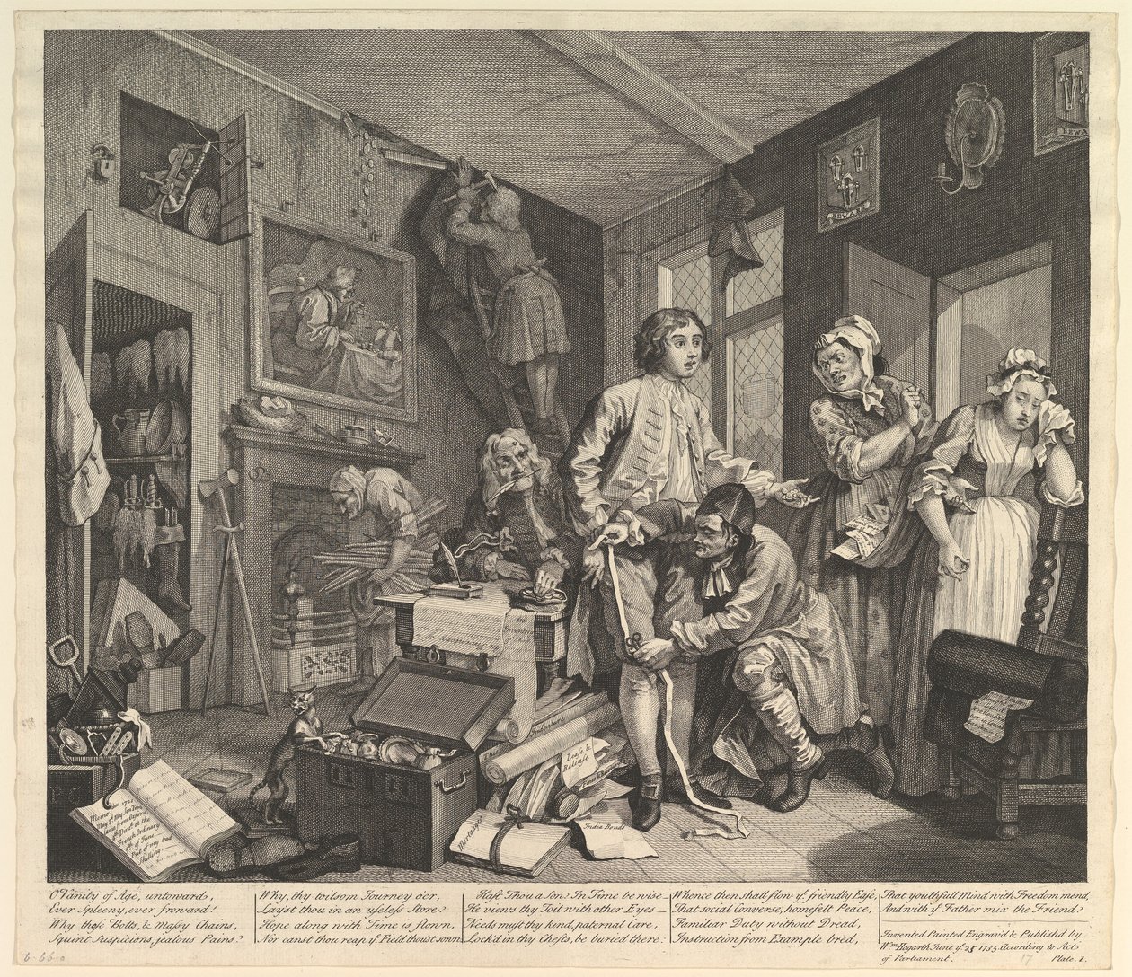 A Rakes Progress, Plade 1, 25. juni 1735. af William Hogarth