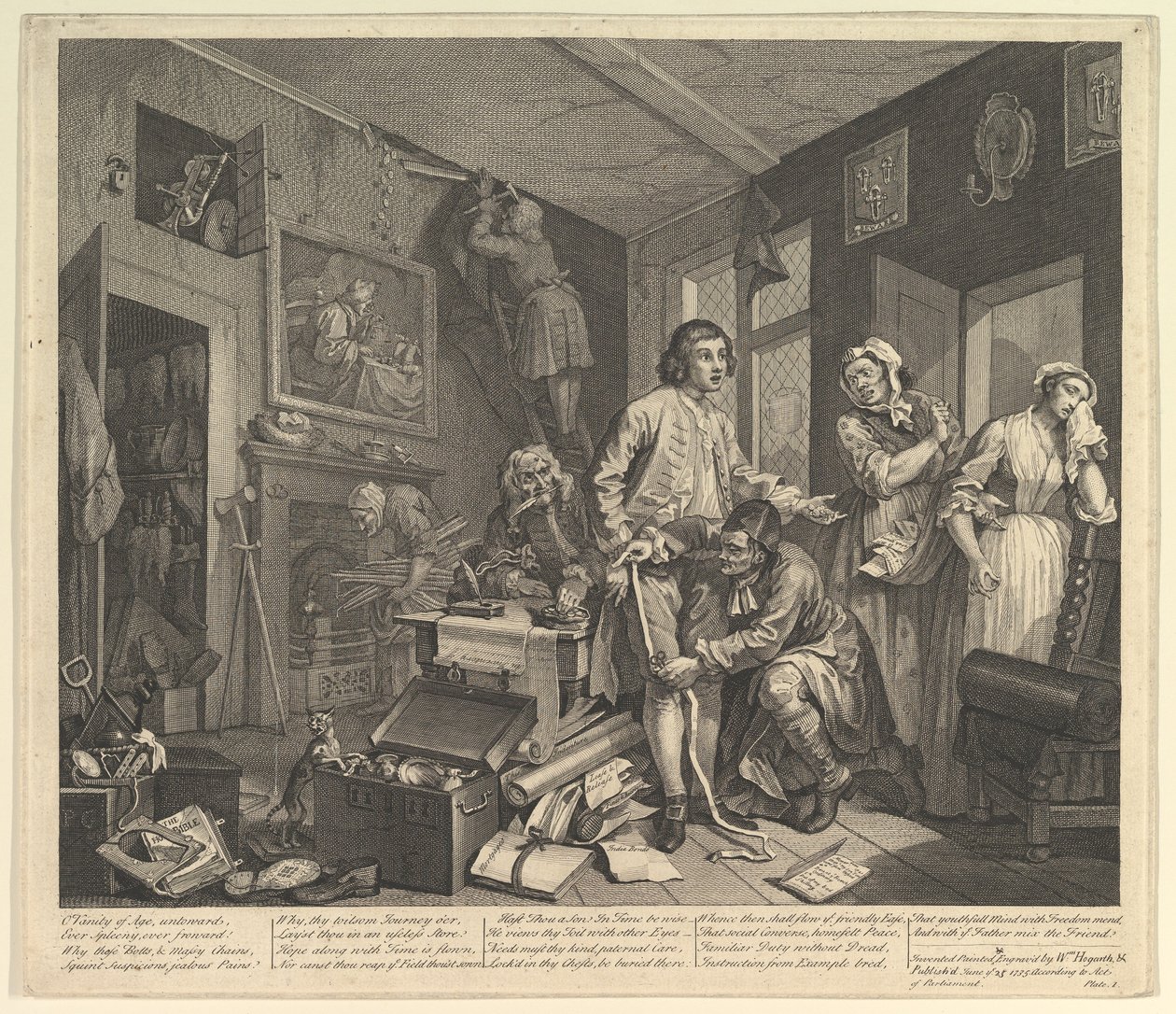A Rakes Progress, Plade 1, 25. juni 1735. af William Hogarth