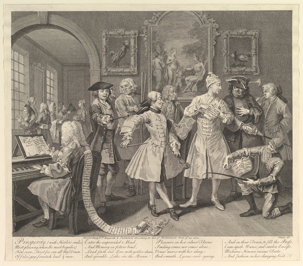 A Rakes Progress, Plade 2, 25. juni 1735. af William Hogarth