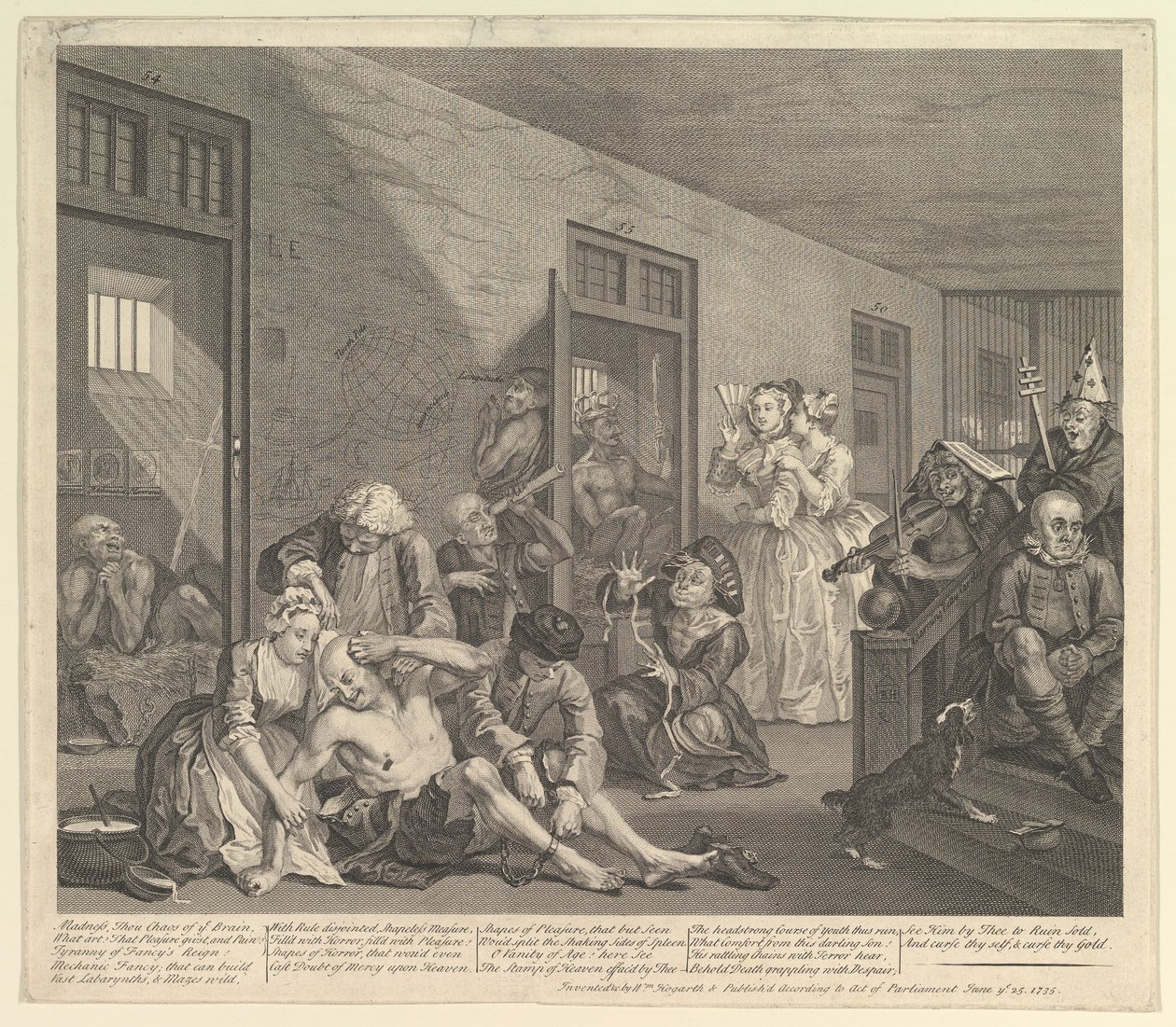 A Rakes Progress, Plade 8, 25. juni 1735. af William Hogarth