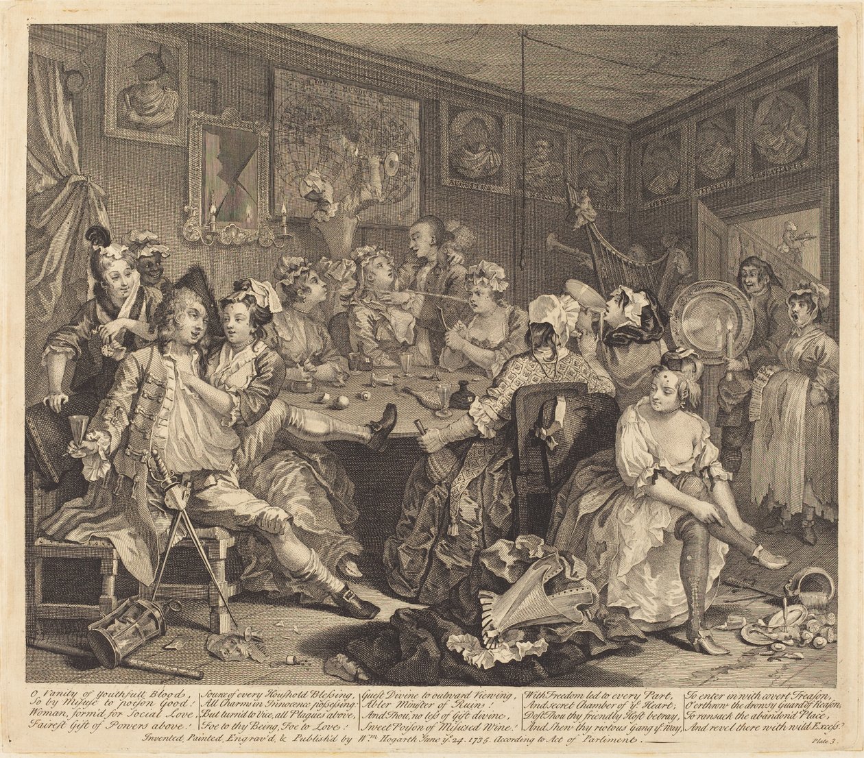 En rakes fremgang: pl.3 af William Hogarth