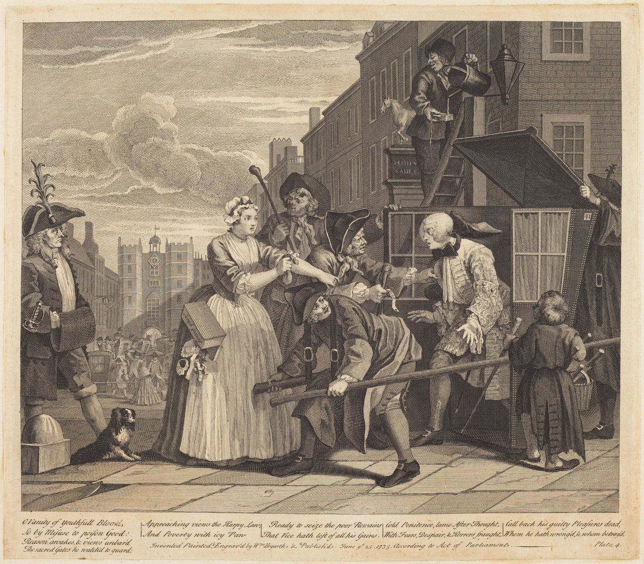 En libertins vej: pl. 4 af William Hogarth