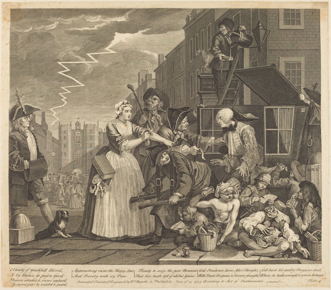 En libertiners levnedsløb: planche 4 af William Hogarth