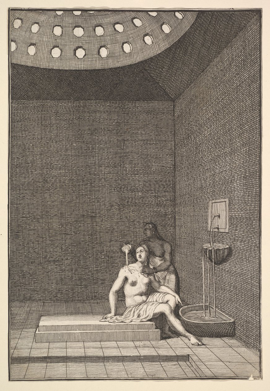 Et tyrkisk bad Aubry de La Mottrayes rejser gennem Europa, Asien og ind i del o..., 1723-24. af William Hogarth