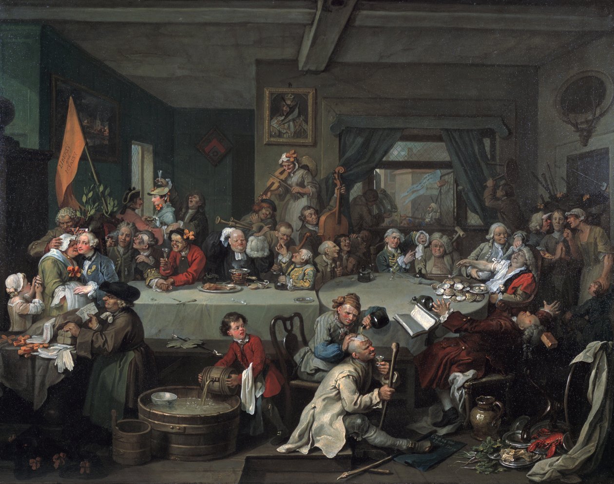 En valgunderholdning, 1755 af William Hogarth