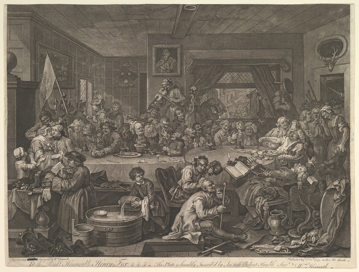 An Election Entertainment, Plade I: Four Prints of an Election, 24. februar 1755. af William Hogarth