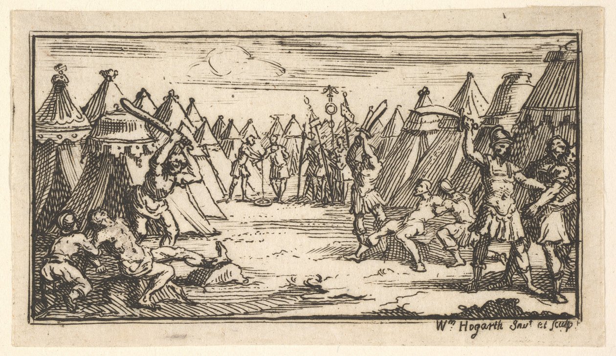 Breaking the Legs John Beaver, Roman Military Punishments, 1725, efter 1725. af William Hogarth