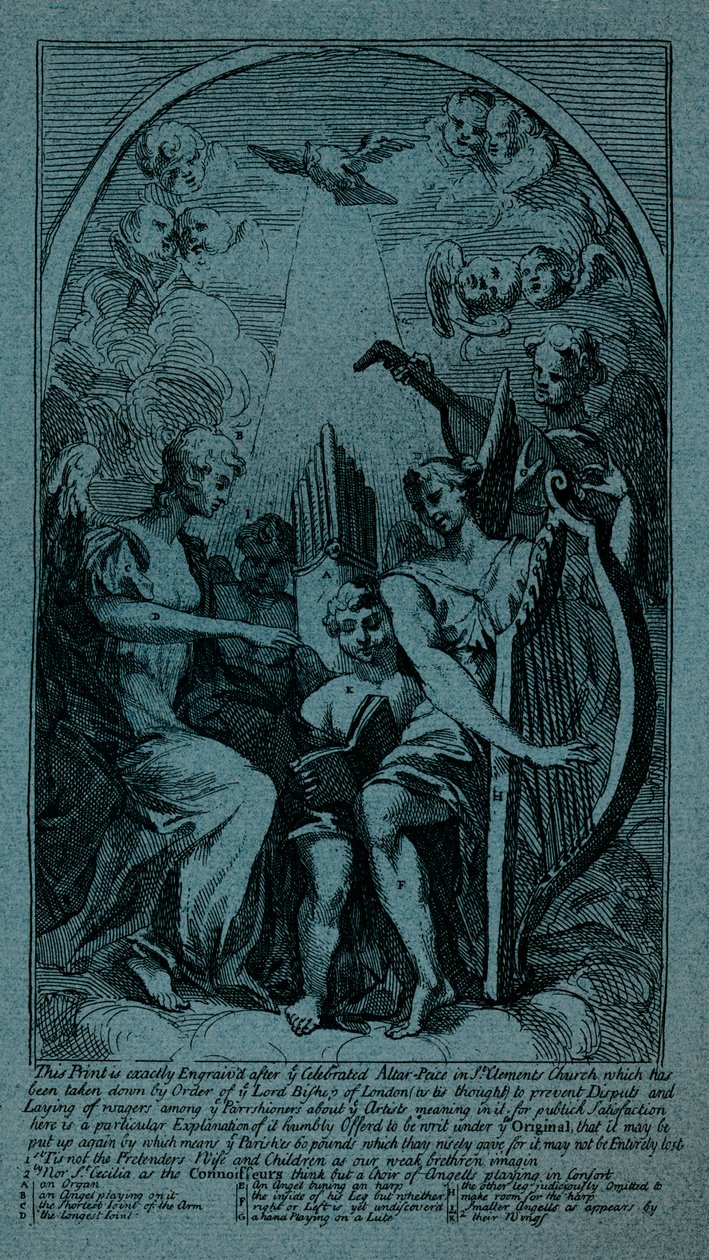Burlesk på Kents altertavle ved St Clement Danes, c1725 af William Hogarth