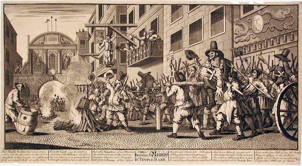Afbrænding af bagdele i Temple Bar af William Hogarth