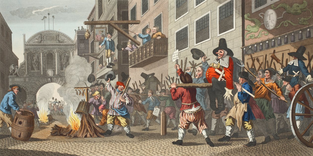Burning ye Rumps at Temple-Barr, illustration fra 