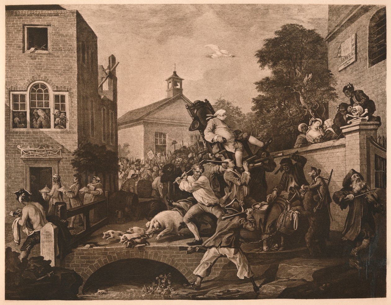 Formand for medlemmerne, tavle IV fra The Humors of an Election, 1757 af William Hogarth