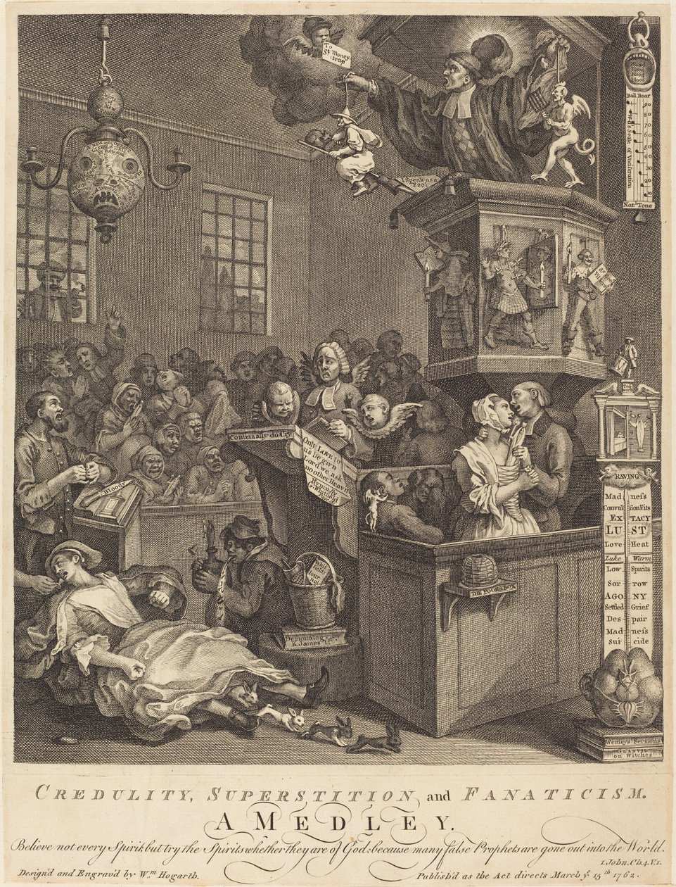 godtroenhed, overtro og fanatisme af William Hogarth