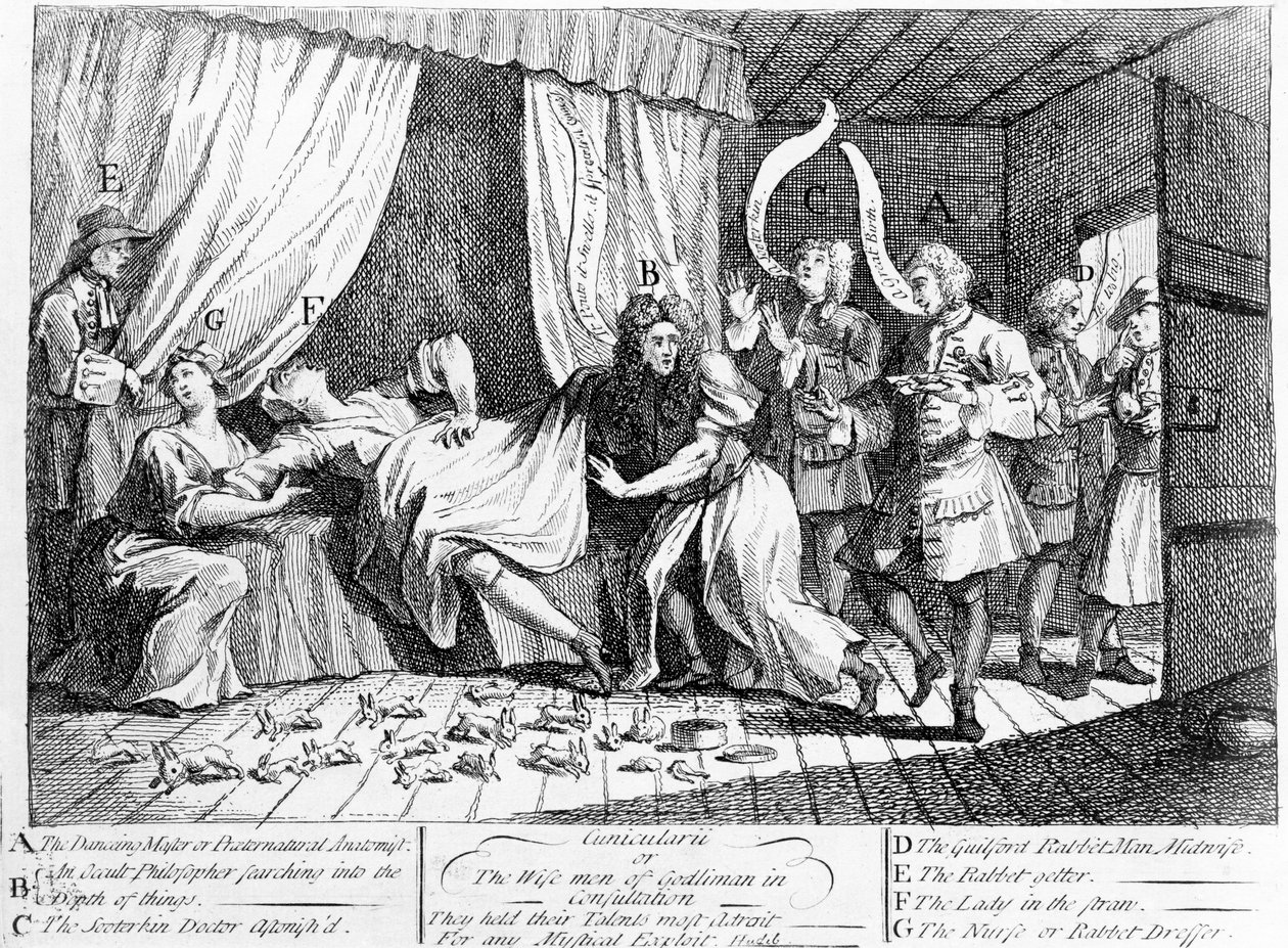 Cunicularii eller de vise mænd fra Godliman i konsultation, 1726 af William Hogarth