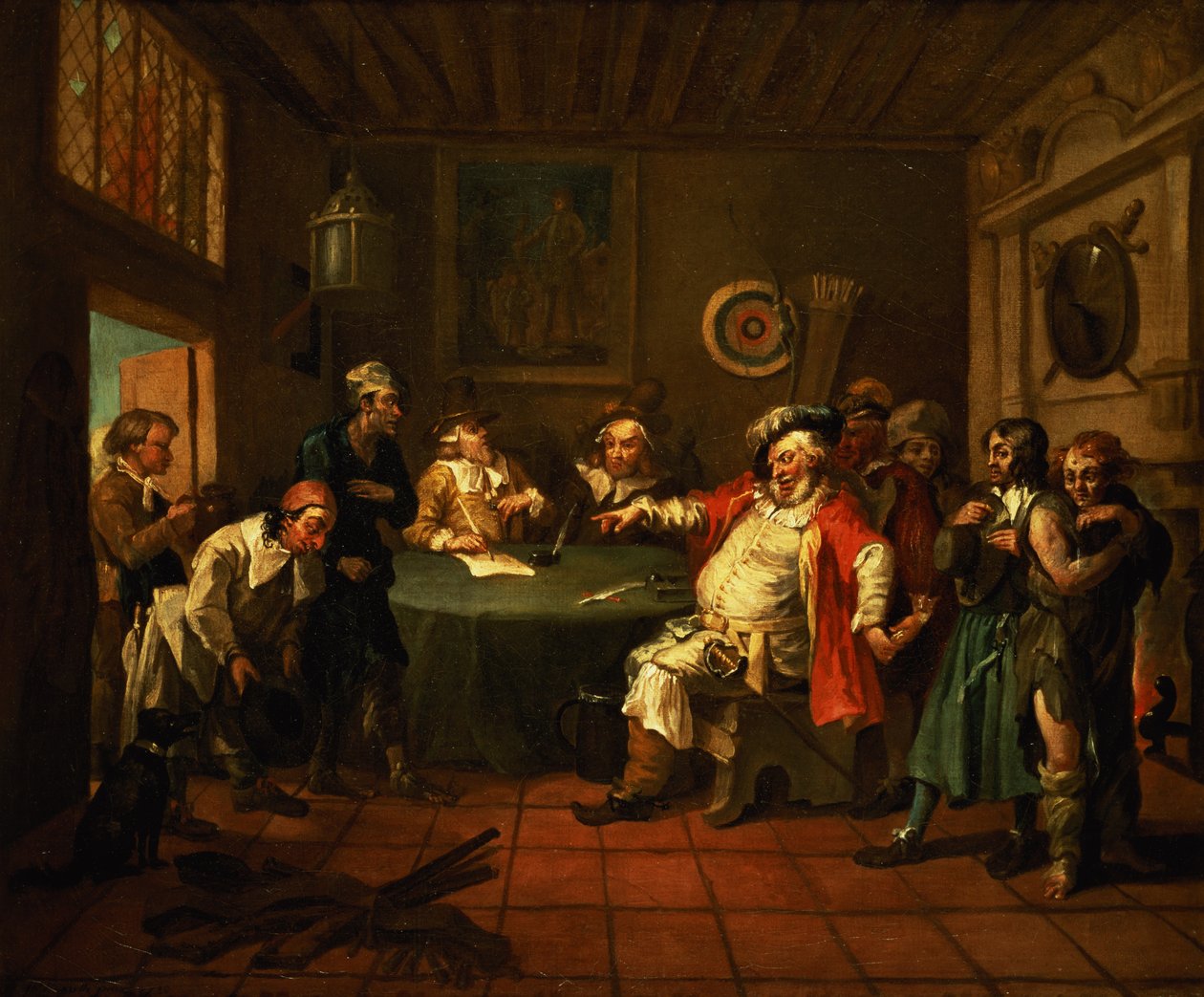 Falstaff undersøger sine rekrutter fra Henry IV af Shakespeare, 1730 af William Hogarth