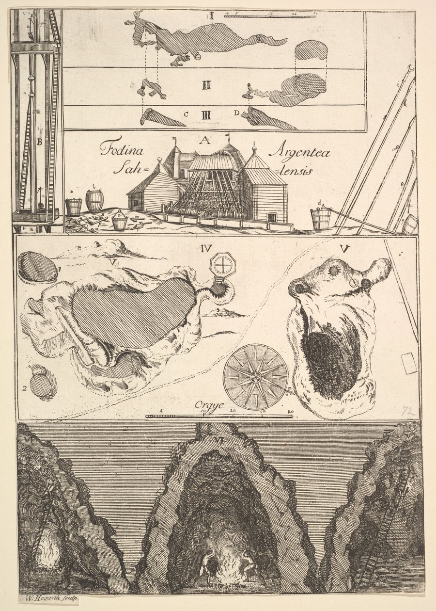Sahlensis - En sølvmine i Sala - I fra Aubry de La Mottrayes Tra..., 1723-24. af William Hogarth