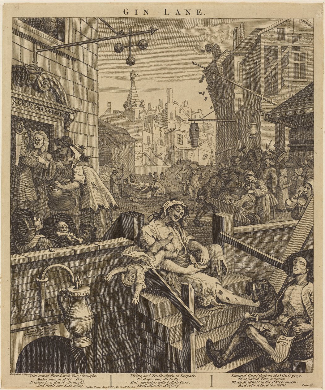 Gin Lane af William Hogarth