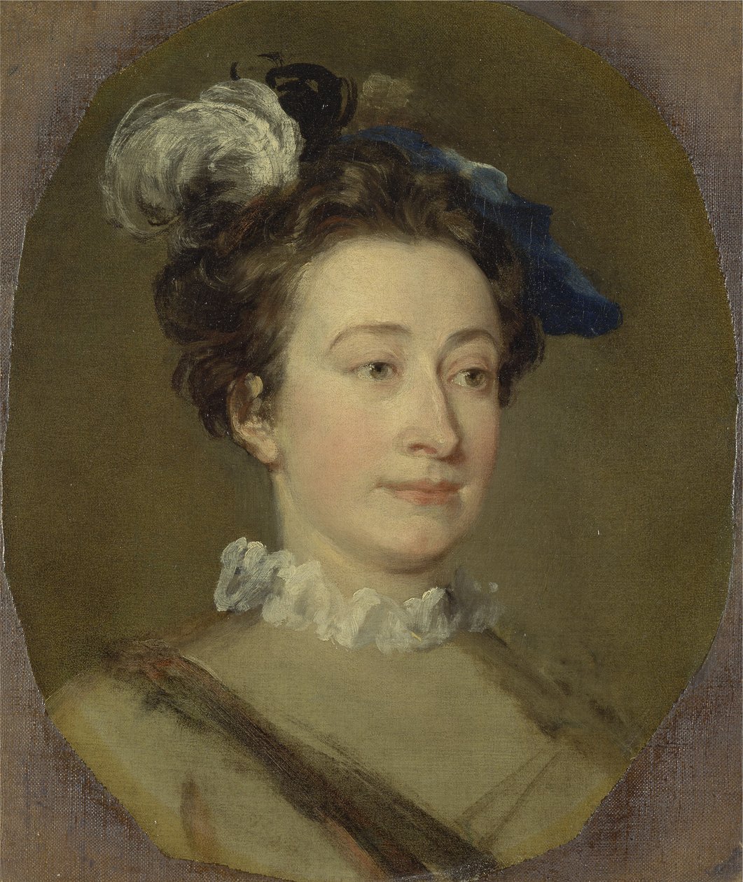 Pige i en Plumed Hat, ca. 1740 (olie på lærred) af William Hogarth