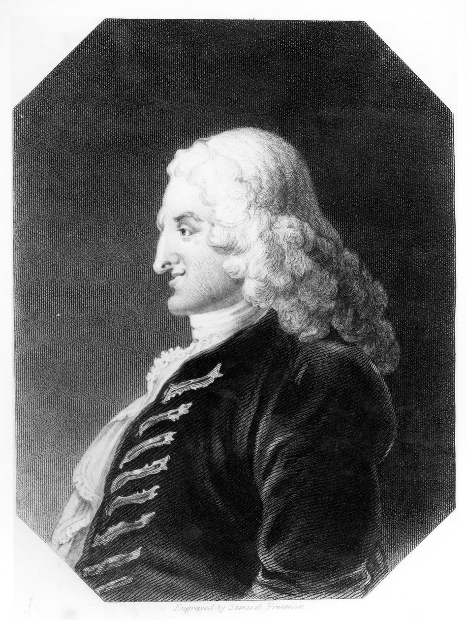 Henry Fielding (1707-54) graveret af Samuel Freeman (1773-1857) af William Hogarth