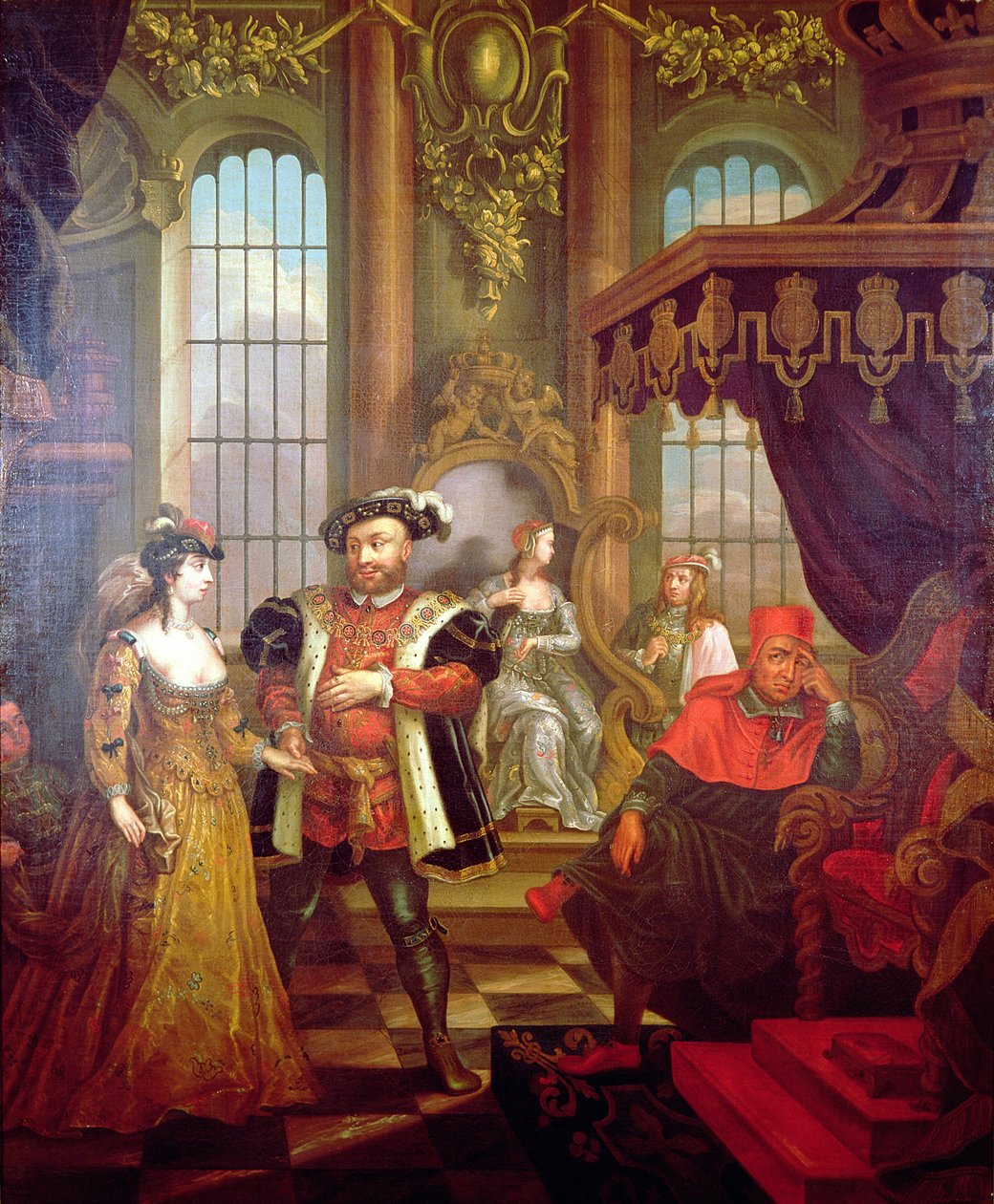 Henrik VIII (1491-1547) introducerer Anne Boleyn ved hoffet (se også 67103) af William Hogarth
