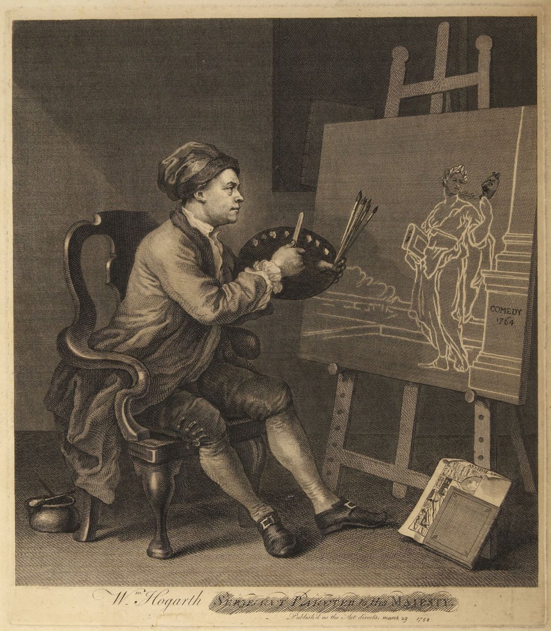 Hogarth maler den komiske muse af William Hogarth