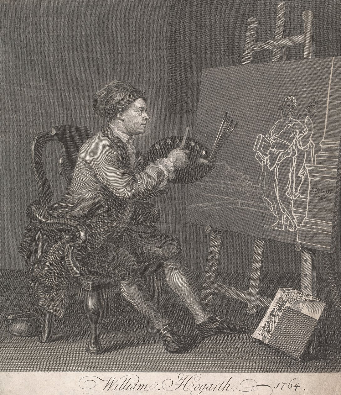 Hogarth maler den komiske muse af William Hogarth