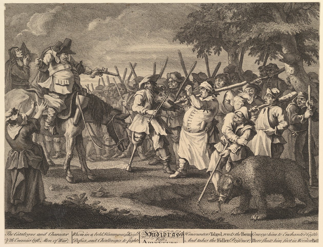 Hudibras første eventyr tolv store illustrationer til Samuel Butlers Hudi..., februar 1725-26. af William Hogarth