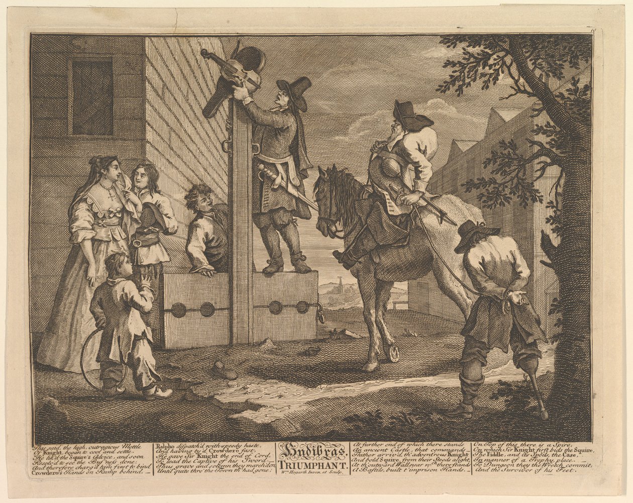 Hudibras Triumphant Tolv Store Illustrationer for Samuel Butlers Hudibras, Plade 4, 1725-68. af William Hogarth