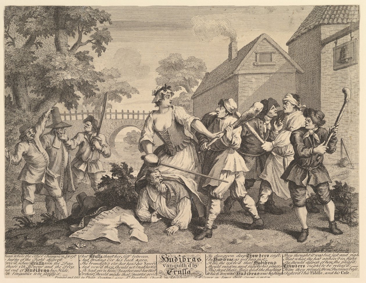 Hudibras besejret af Trulla Tolv store illustrationer for Samuel Butlers ..., februar 1725-26. af William Hogarth