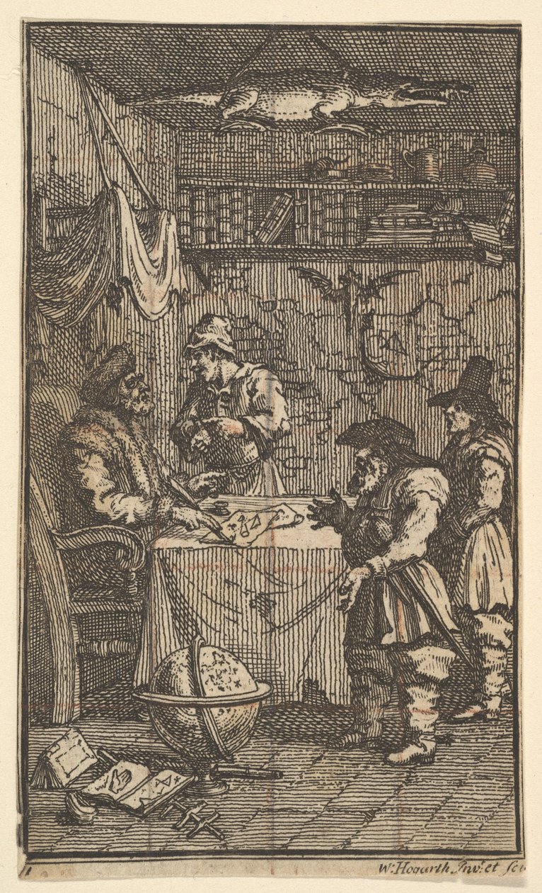 Hudibras besøger Sidrophel Sytten små illustrationer til Samuel Butlers Hudibras..., 1721-26. af William Hogarth