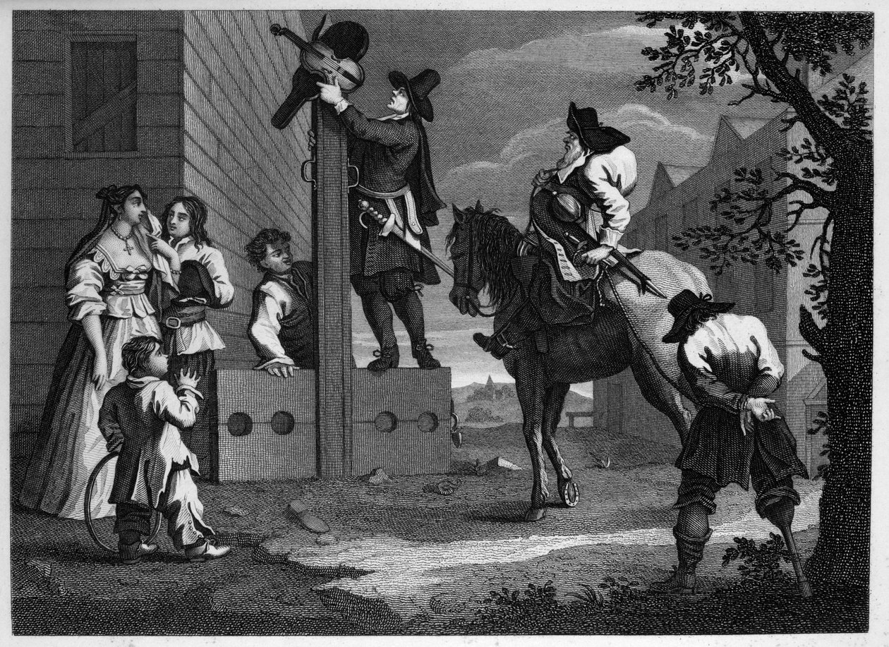 Hudibras og Ralpho fører deres fange Crowdero til arkiverne af William Hogarth
