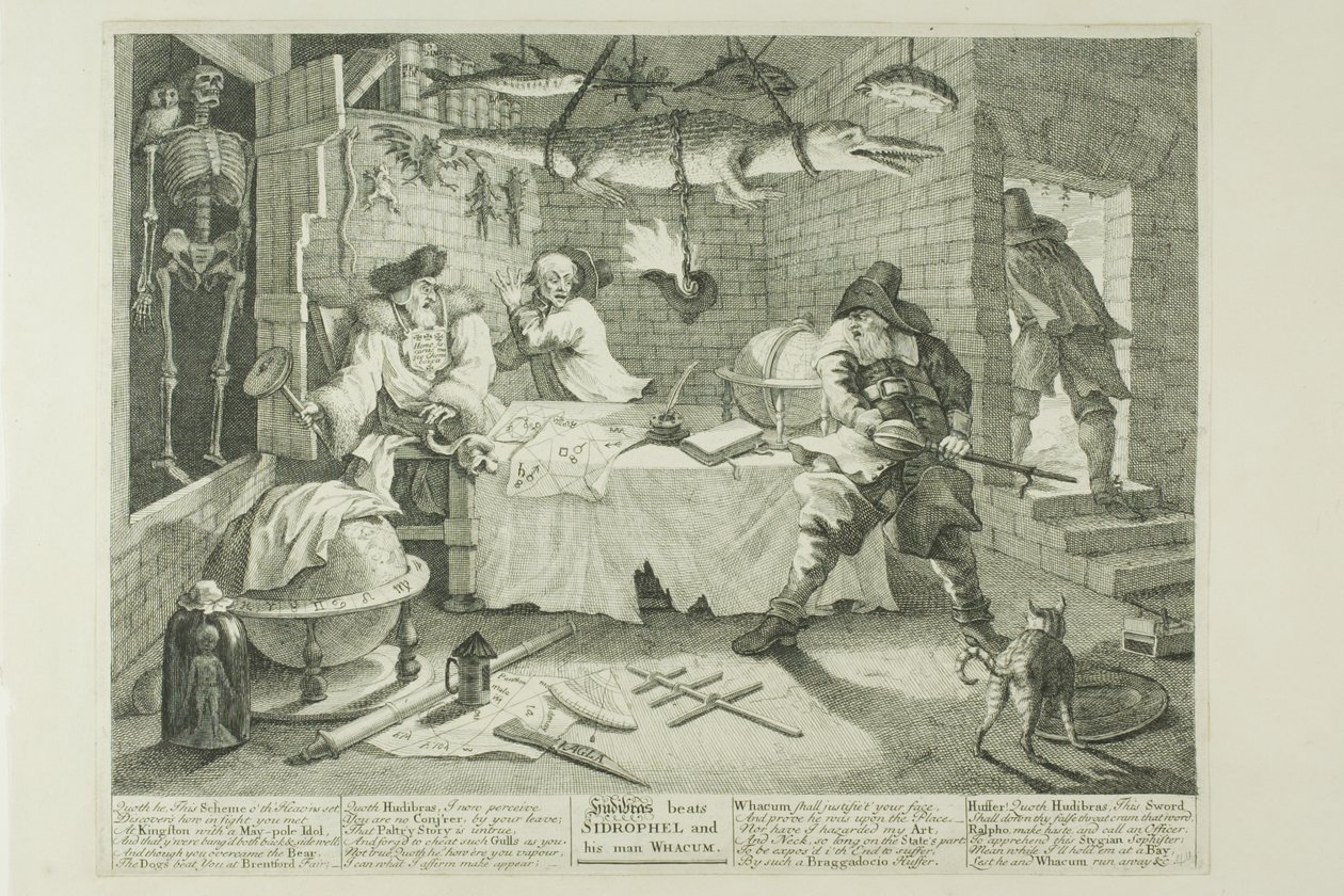 Hudibras og Sidrophel, planche otte fra Hudibras af William Hogarth