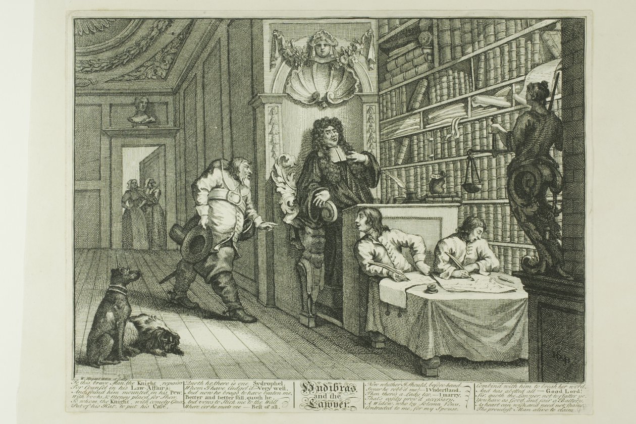 Hudibras og advokaten, planche 12 fra Hudibras af William Hogarth