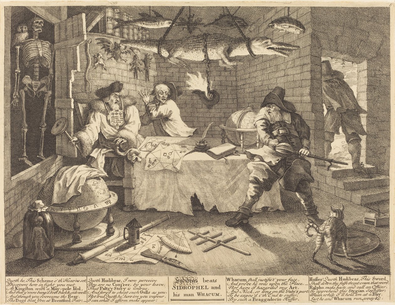 Hudibras slår Sidrophel og hans mand Whacum af William Hogarth