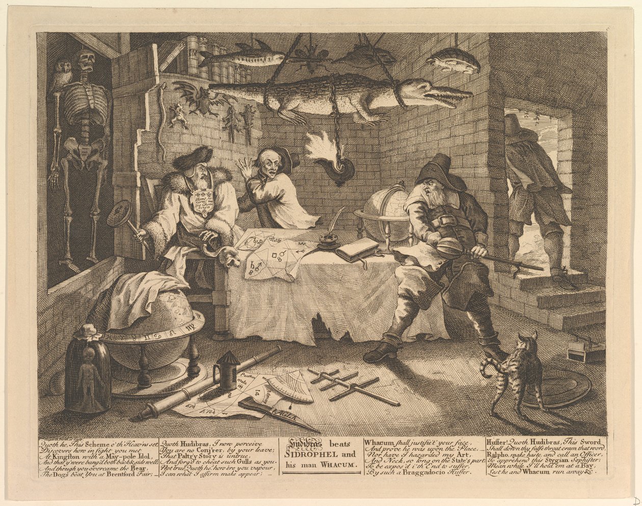 Hudibras slår Sidrophel og hans mand Whacum af William Hogarth