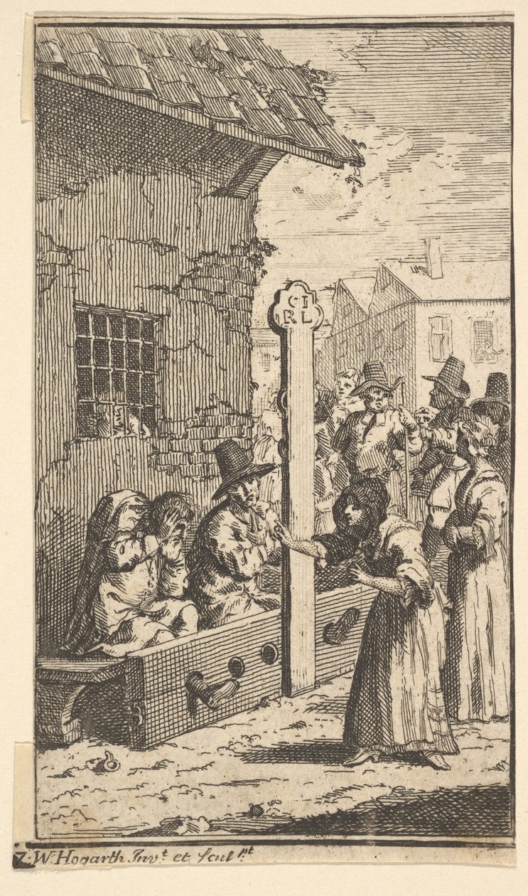 Hudibras i trængsel Sytten små illustrationer for Samuel Butlers Hudibras, nr..., 1721-26. af William Hogarth
