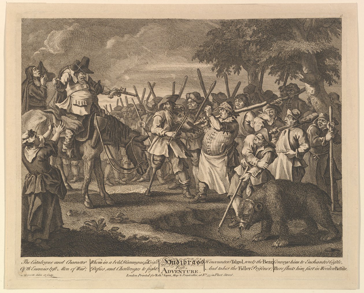 Hudibrass First Adventure Tolv store illustrationer for Samuel Butlers Hudibras, Pl..., 1725-68. af William Hogarth