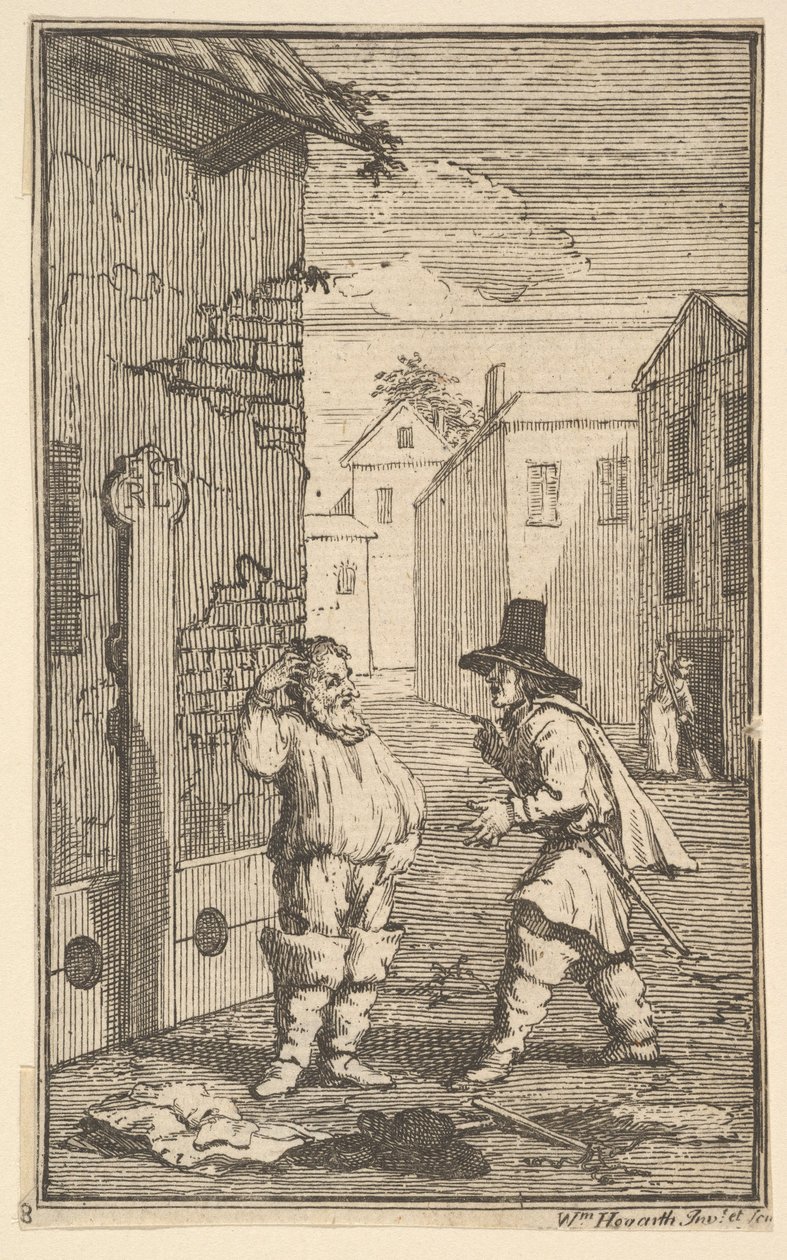 Hudibras og Ralpho diskuterer sytten små illustrationer til Samuel Butlers Hudibras..., 1721-26. af William Hogarth