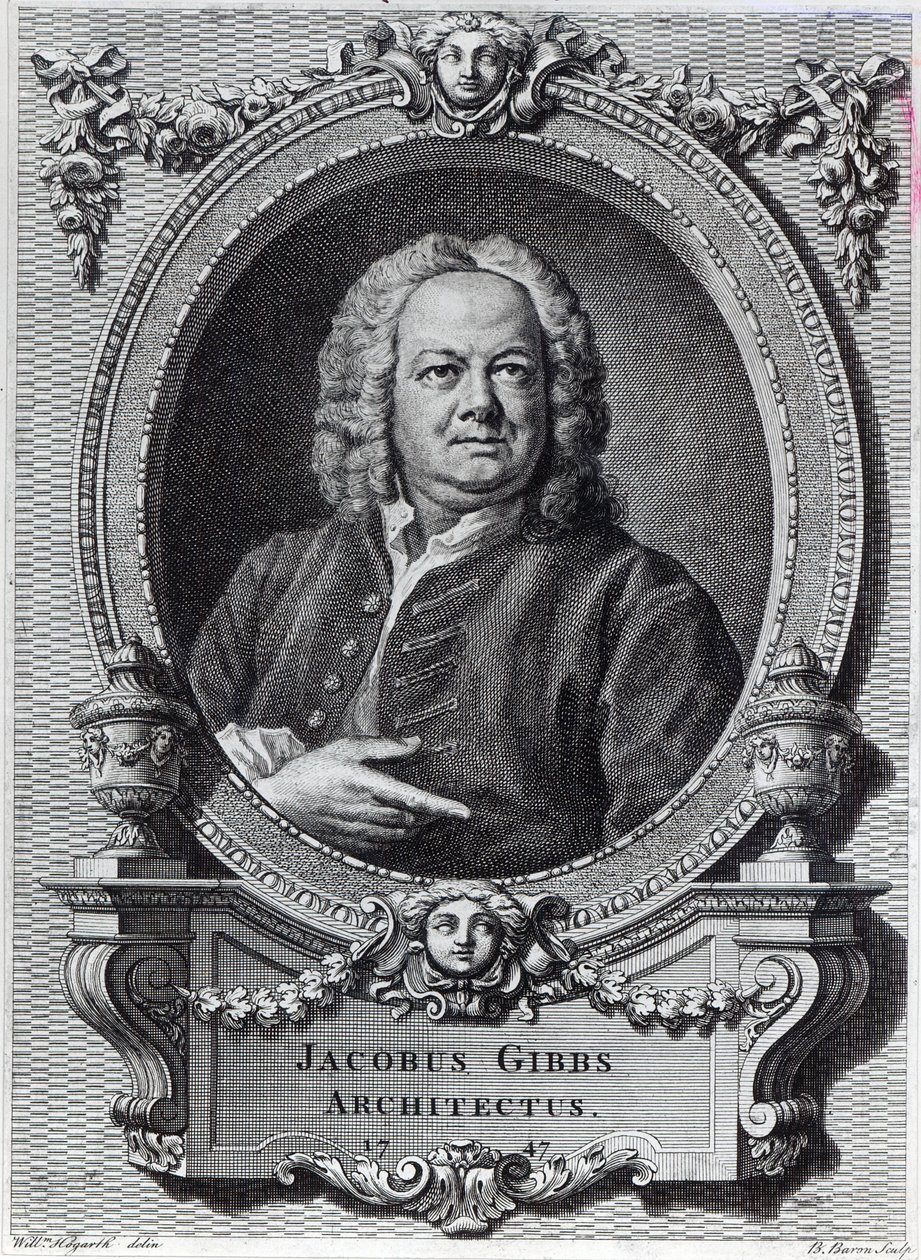 James Gibbs, graveret af Bernard Baron, 1747 af William Hogarth