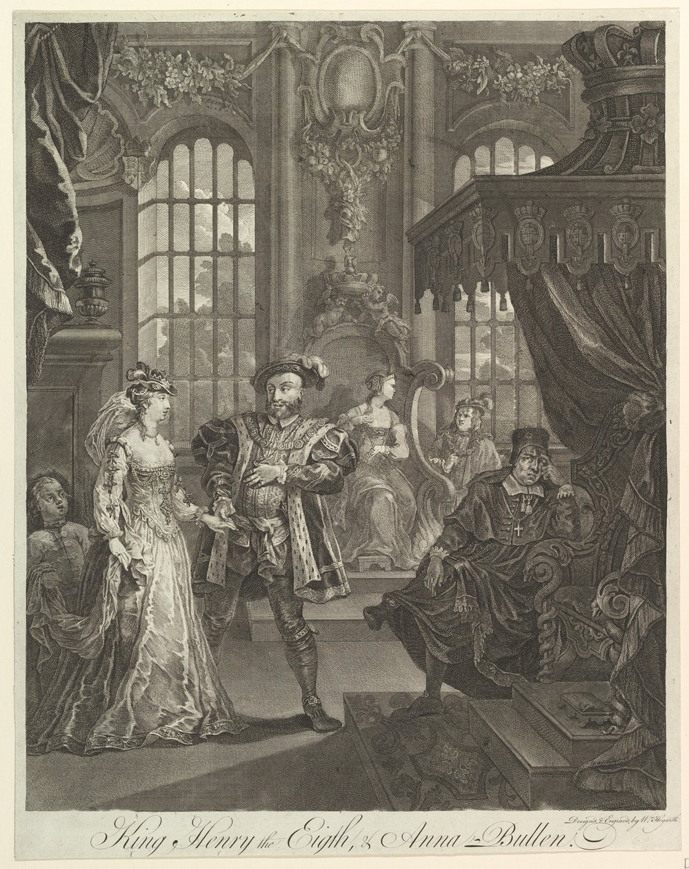 Kong Henrik den Ottende og Anna Bullen, ca. 1728. af William Hogarth