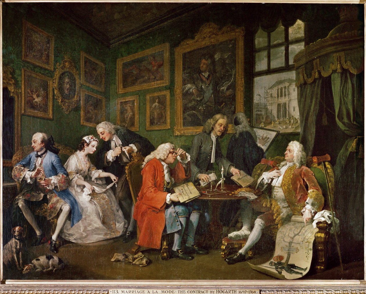 Mariage a la mode, en serie på seks satyriske malerier (maleri på lærred) af William Hogarth