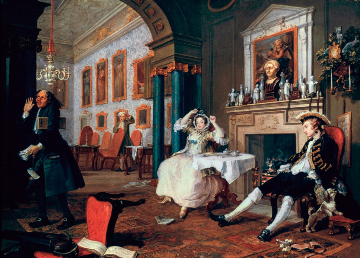 Ægteskab A-la-Mode: 2. The Tete a Tete, 1743 af William Hogarth