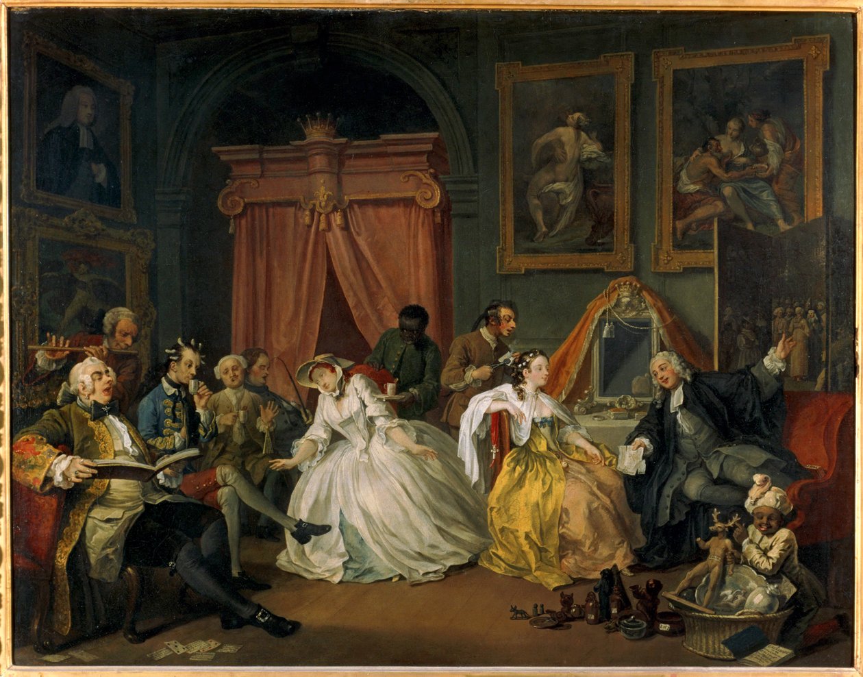 Ægteskab a la mode: 4. The Toilette ... (olie på lærred) af William Hogarth
