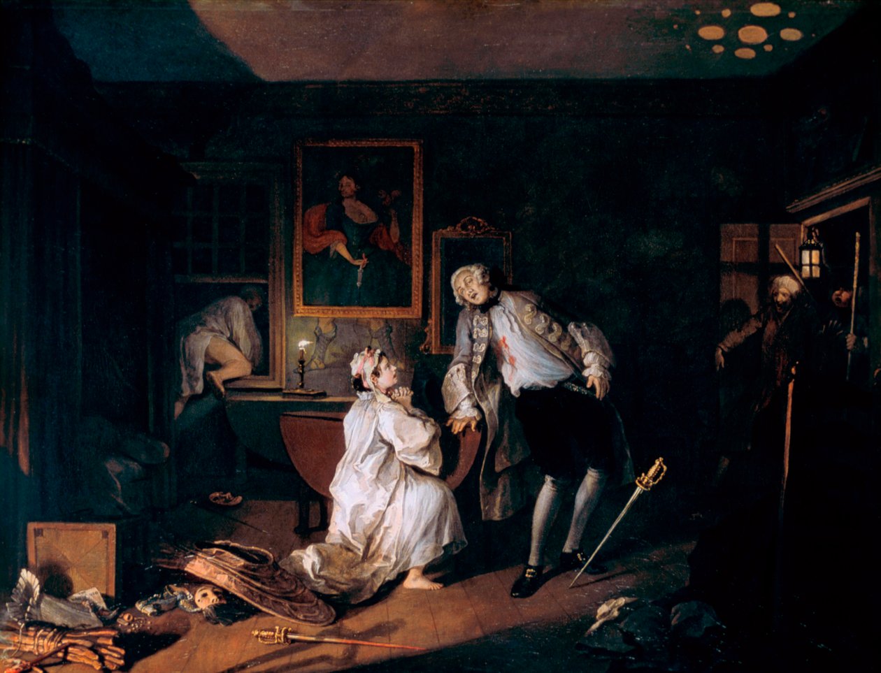 Ægteskab A-la-Mode: 5. The Bagnio, c1743 af William Hogarth