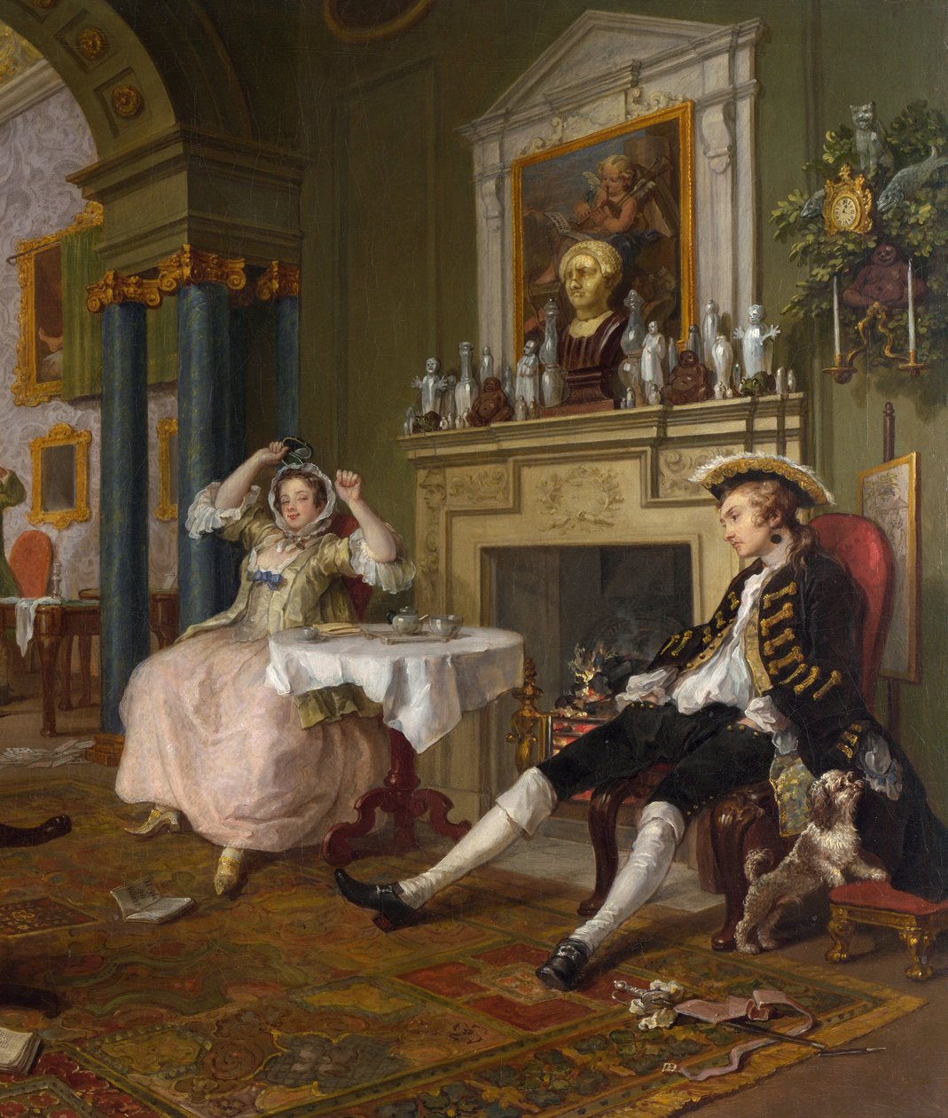 Ægteskab a la Mode:II- The Tete a Tete, ca. 1743 (detalje fra 4395) af William Hogarth