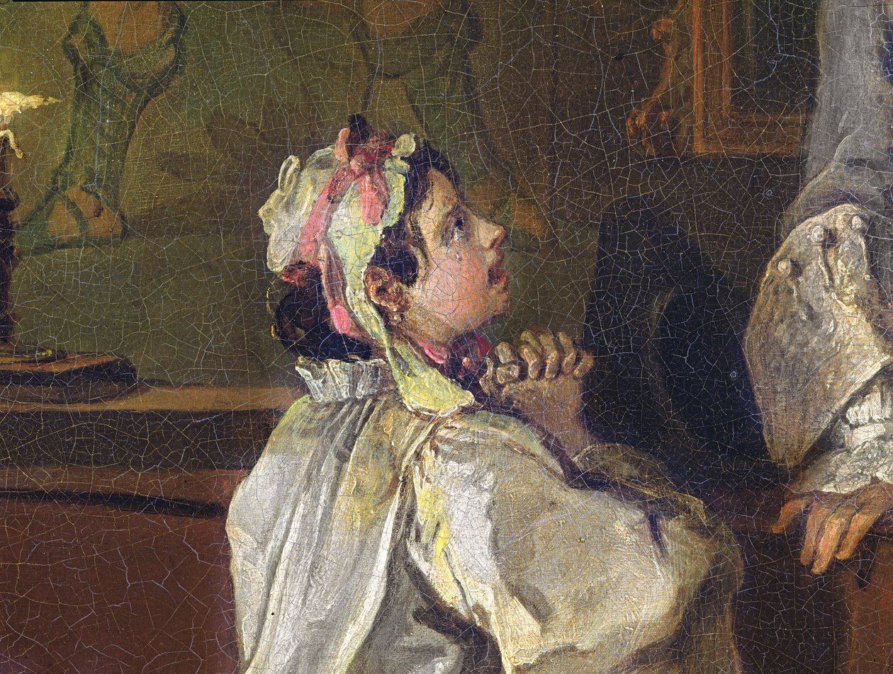 Ægteskab a la Mode:V, The Bagnio, ca. 1743 (olie af lærred) (detalje fra 182093) af William Hogarth