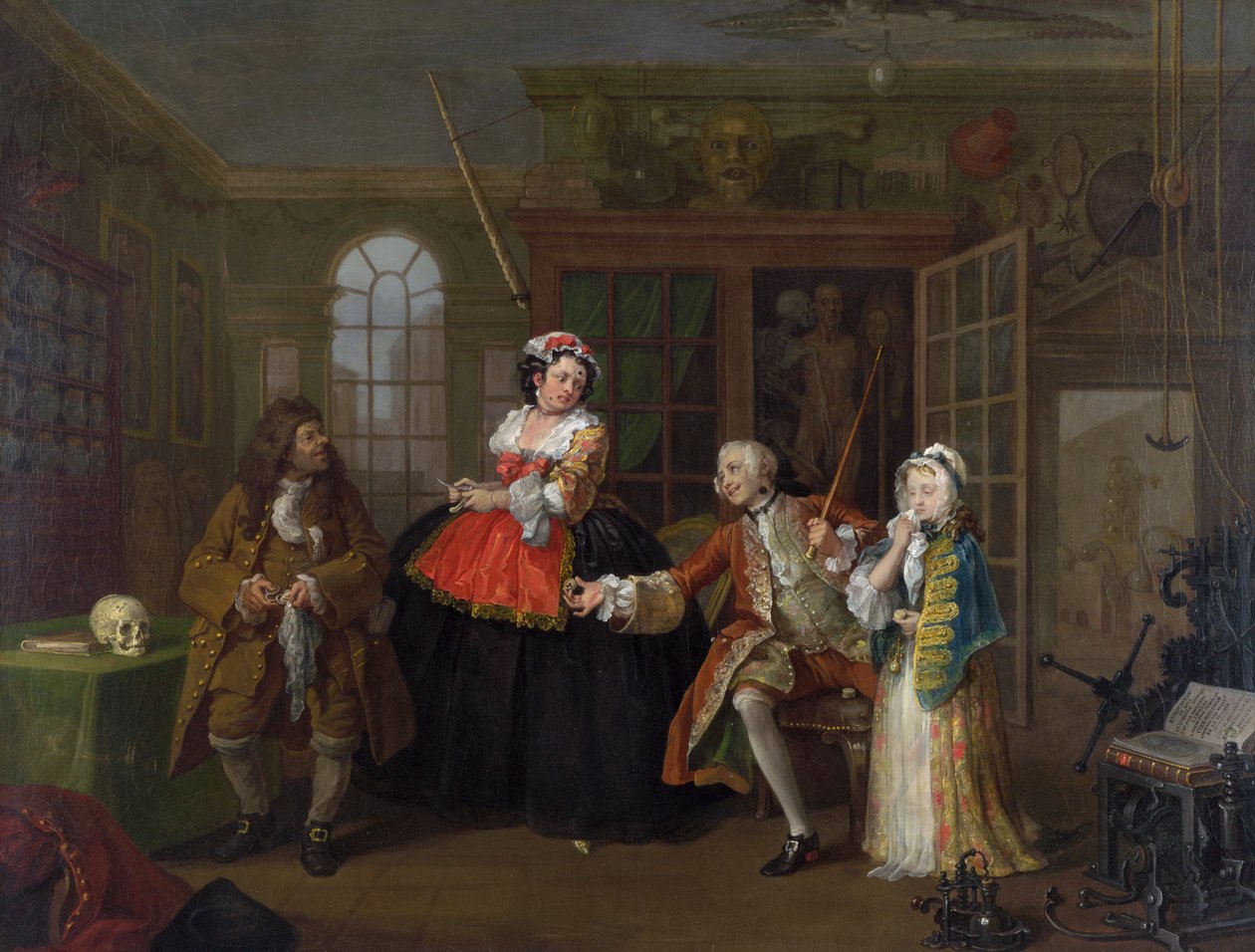 Ægteskab a la Mode: III - The Inspection, ca. 1743 (olie på lærred) af William Hogarth