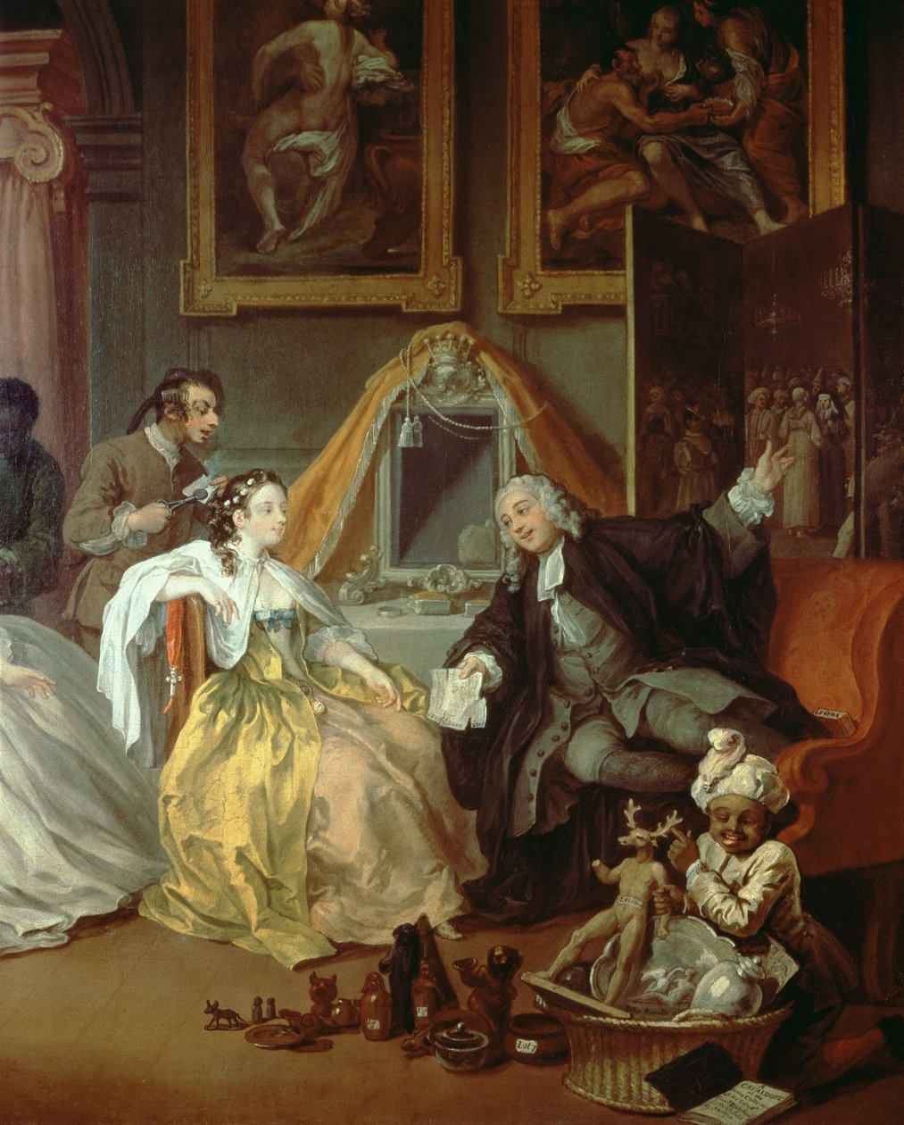 Ægteskab a la Mode: IV - The Toilette, c.1743 olie på lærred detalje fra 182092 af William Hogarth