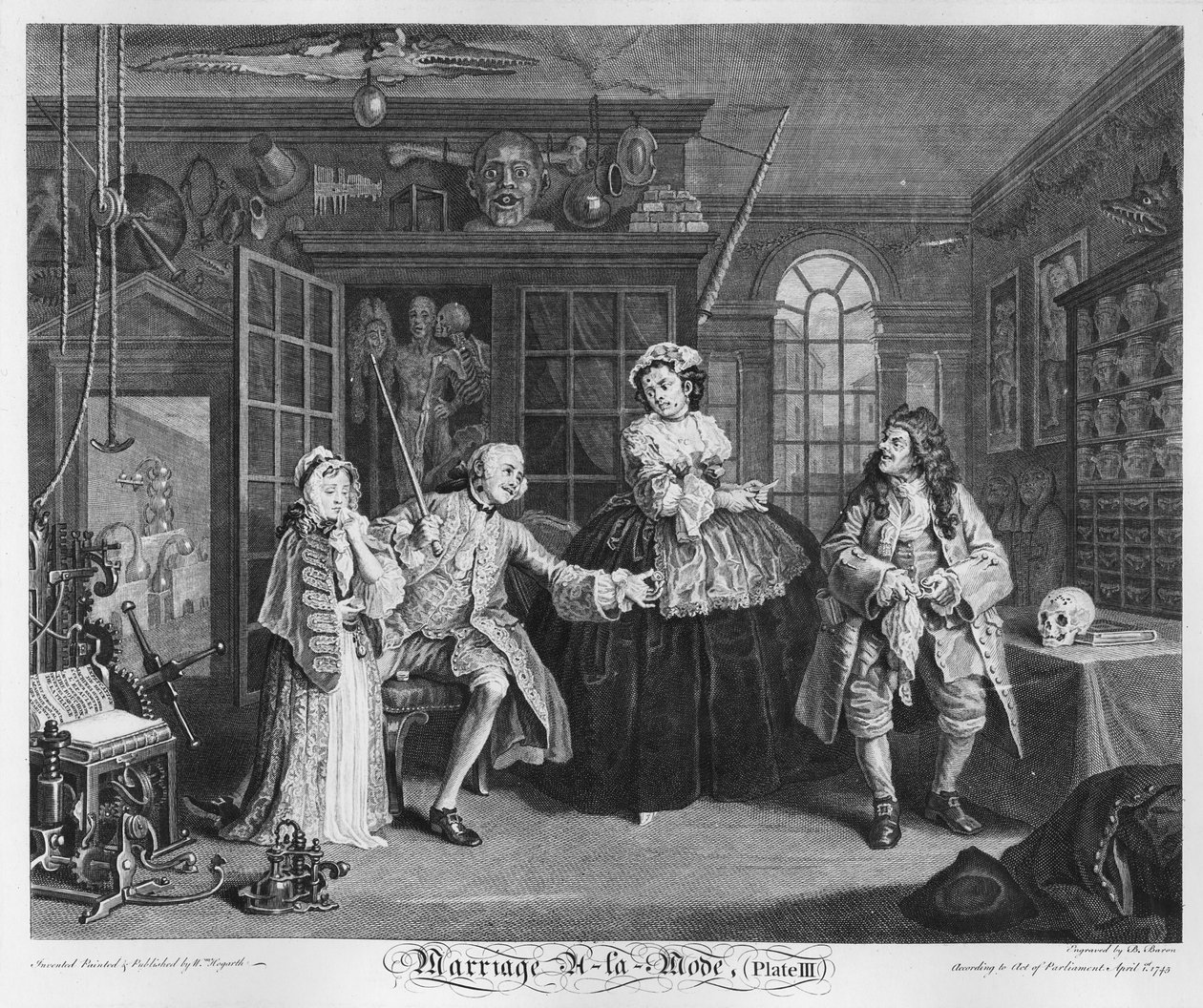 Ægteskab a la Mode, Tavle III, Inspektionen, 1745 af William Hogarth