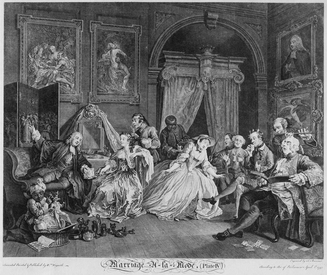 Ægteskab a la Mode, planche IV, Toiletten, 1745 af William Hogarth