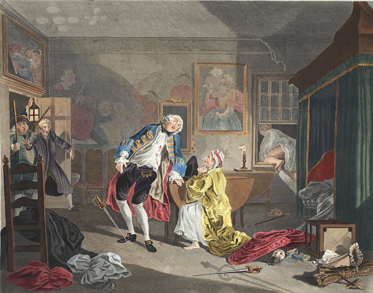 Ægteskab a la Mode, Plade V, The Bagnio, illustration fra 